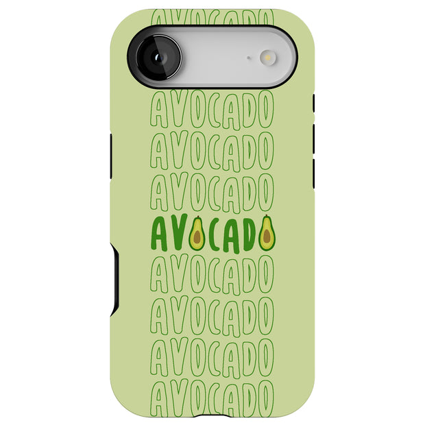Avocado Text  Tough Cases For Apple iPhone (17, 16, 15, 14, 13, 12, 11, X, SE, 8, 7/ Air, Plus, Pro, Max, Mini, XR, XS), Print in USA