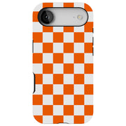 Orange Checker Tough Cases For Apple iPhone (17, 16, 15, 14, 13, 12, 11, X, SE, 8, 7/ Air, Plus, Pro, Max, Mini, XR, XS), Print in USA