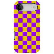 Yellow Checker Tough Cases For Apple iPhone (17, 16, 15, 14, 13, 12, 11, X, SE, 8, 7/ Air, Plus, Pro, Max, Mini, XR, XS), Print in USA