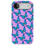 Blue Butterfly Tough Cases For Apple iPhone (17, 16, 15, 14, 13, 12, 11, X, SE, 8, 7/ Air, Plus, Pro, Max, Mini, XR, XS), Print in USA