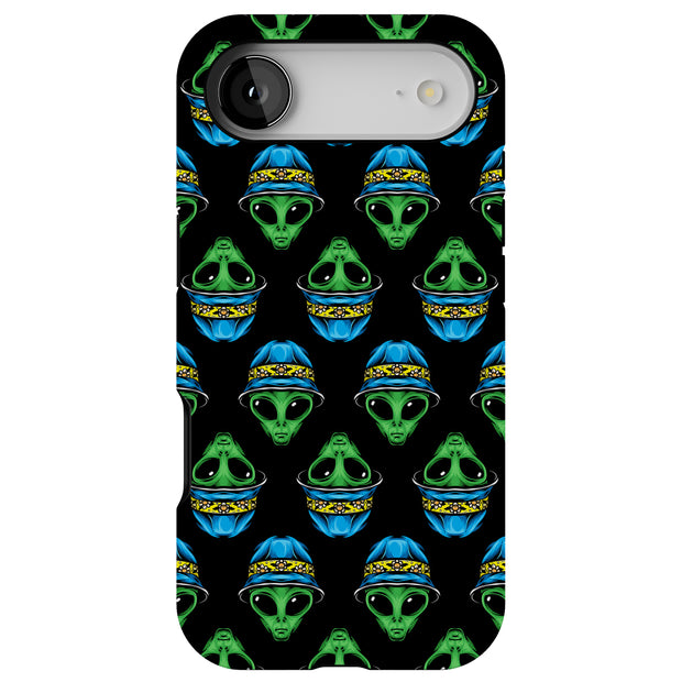 Alien wear Hat Tough Cases For Apple iPhone (17, 16, 15, 14, 13, 12, 11, X, SE, 8, 7/ Air, Plus, Pro, Max, Mini, XR, XS), Print in USA