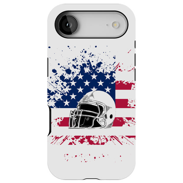 USA Flag Helmet Tough Cases For Apple iPhone (17, 16, 15, 14, 13, 12, 11, X, SE, 8, 7/ Air, Plus, Pro, Max, Mini, XR, XS), Print in USA