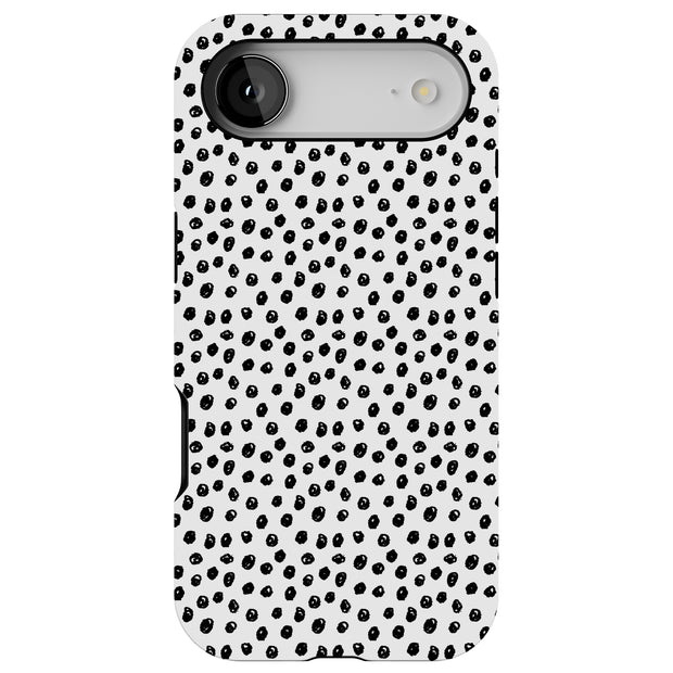 Polka Dots Blk Tough Cases For Apple iPhone (17, 16, 15, 14, 13, 12, 11, X, SE, 8, 7/ Air, Plus, Pro, Max, Mini, XR, XS), Print in USA