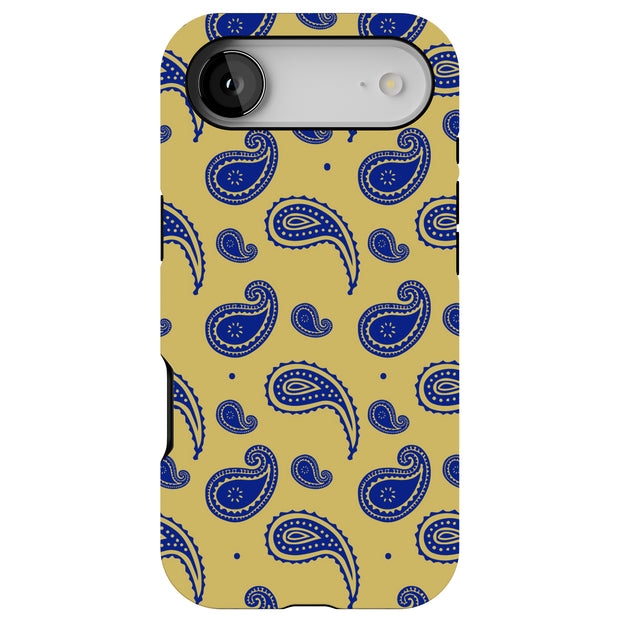 Paisley Yellow Tough Cases For Apple iPhone (17, 16, 15, 14, 13, 12, 11, X, SE, 8, 7/ Air, Plus, Pro, Max, Mini, XR, XS), Print in USA