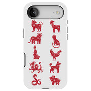Chinese zodiac Tough Cases For Apple iPhone (17, 16, 15, 14, 13, 12, 11, X, SE, 8, 7/ Air, Plus, Pro, Max, Mini, XR, XS), Print in USA