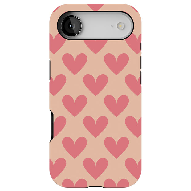 Red Hearts Tough Cases For Apple iPhone (17, 16, 15, 14, 13, 12, 11, X, SE, 8, 7/ Air, Plus, Pro, Max, Mini, XR, XS), Print in USA