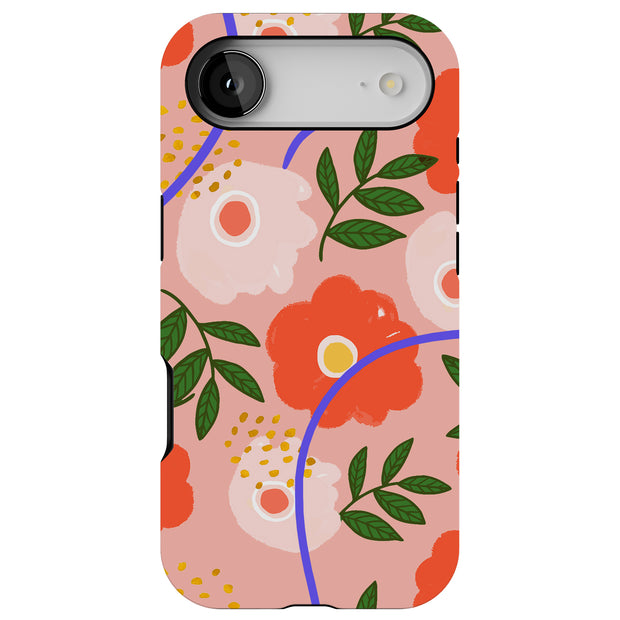 Flower Design Tough Cases For Apple iPhone (17, 16, 15, 14, 13, 12, 11, X, SE, 8, 7/ Air, Plus, Pro, Max, Mini, XR, XS), Print in USA