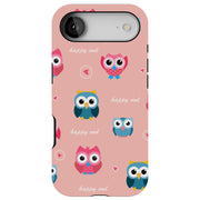 Cute Happy Owl Tough Cases For Apple iPhone (17, 16, 15, 14, 13, 12, 11, X, SE, 8, 7/ Air, Plus, Pro, Max, Mini, XR, XS), Print in USA