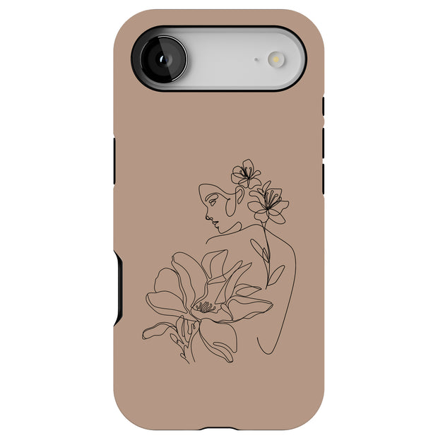 Floral Woman Tough Cases For Apple iPhone (17, 16, 15, 14, 13, 12, 11, X, SE, 8, 7/ Air, Plus, Pro, Max, Mini, XR, XS), Print in USA