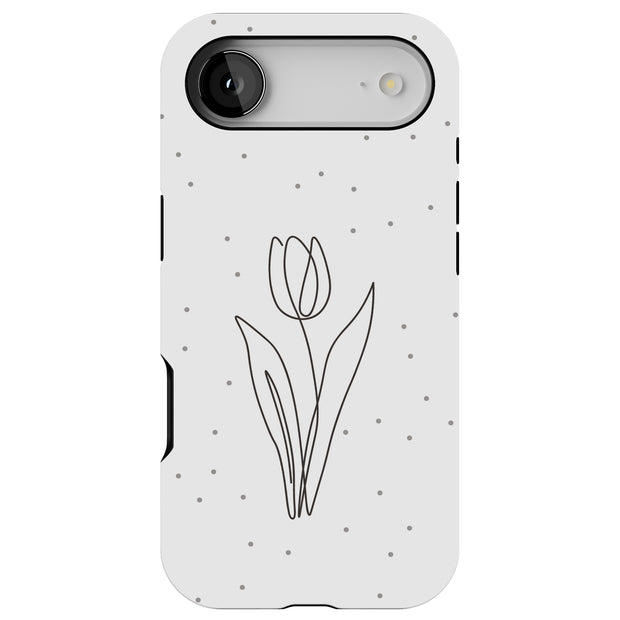 Line Art Tulip Tough Cases For Apple iPhone (17, 16, 15, 14, 13, 12, 11, X, SE, 8, 7/ Air, Plus, Pro, Max, Mini, XR, XS), Print in USA
