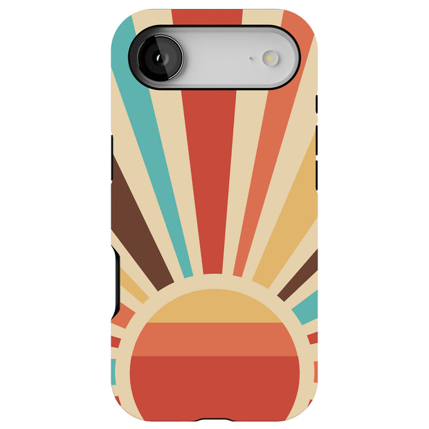 Retro Sunburst Tough Cases For Apple iPhone (17, 16, 15, 14, 13, 12, 11, X, SE, 8, 7/ Air, Plus, Pro, Max, Mini, XR, XS), Print in USA