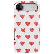 Red Love Hearts Tough Cases For Apple iPhone (17, 16, 15, 14, 13, 12, 11, X, SE, 8, 7/ Air, Plus, Pro, Max, Mini, XR, XS), Print in USA
