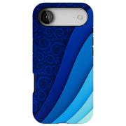 Blue Wavy Tough Cases For Apple iPhone (17, 16, 15, 14, 13, 12, 11, X, SE, 8, 7/ Air, Plus, Pro, Max, Mini, XR, XS), Print in USA