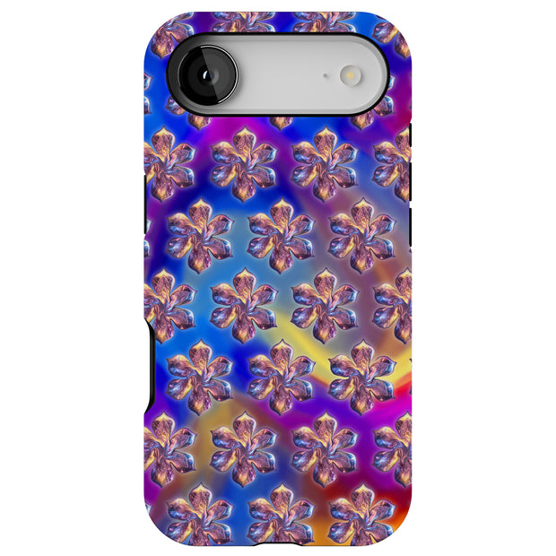 Silver Flowers Tough Cases For Apple iPhone (17, 16, 15, 14, 13, 12, 11, X, SE, 8, 7/ Air, Plus, Pro, Max, Mini, XR, XS), Print in USA