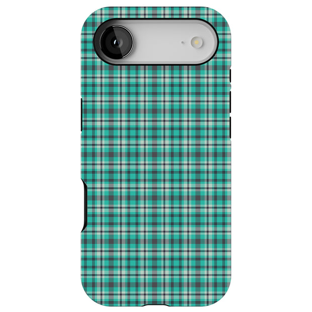 Blue Plaid Tough Cases For Apple iPhone (17, 16, 15, 14, 13, 12, 11, X, SE, 8, 7/ Air, Plus, Pro, Max, Mini, XR, XS), Print in USA