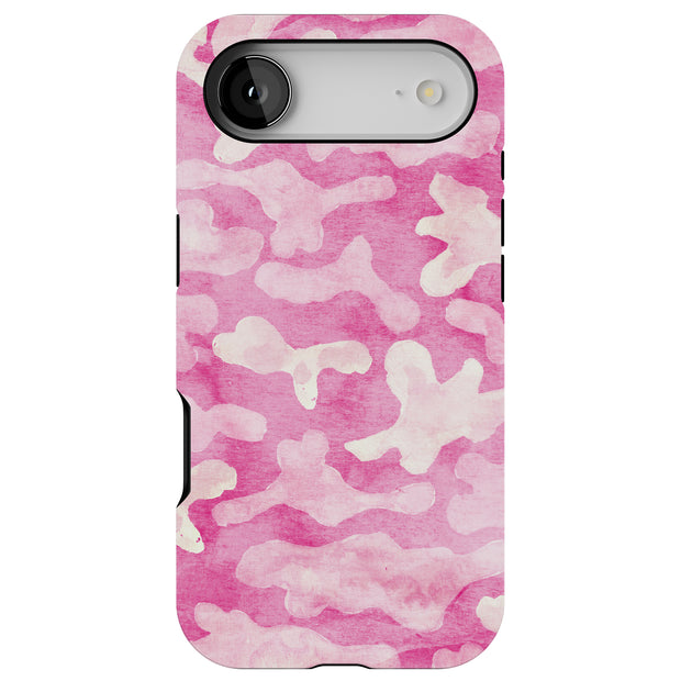 Girly Camo Pink Tough Cases For Apple iPhone (17, 16, 15, 14, 13, 12, 11, X, SE, 8, 7/ Air, Plus, Pro, Max, Mini, XR, XS), Print in USA