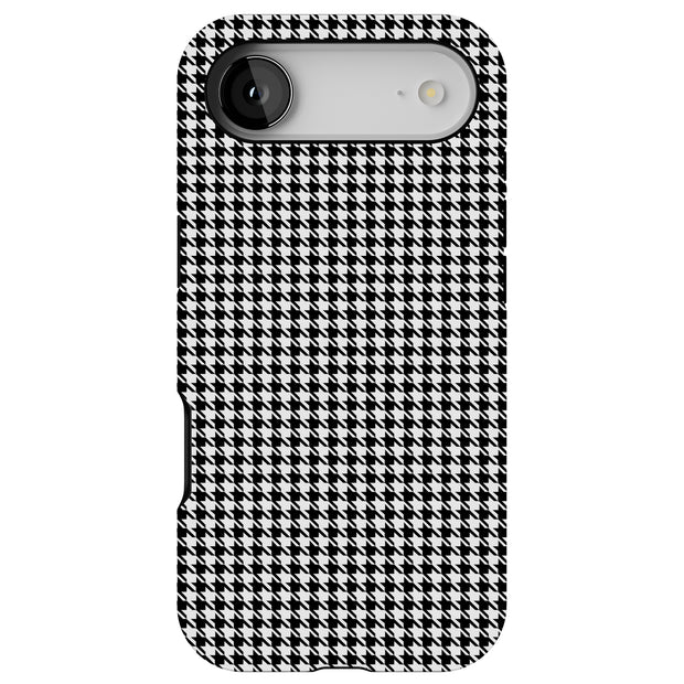 Black Gingham Tough Cases For Apple iPhone (17, 16, 15, 14, 13, 12, 11, X, SE, 8, 7/ Air, Plus, Pro, Max, Mini, XR, XS), Print in USA