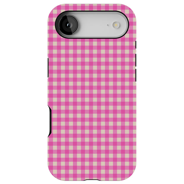 Pink Gingham Tough Cases For Apple iPhone (17, 16, 15, 14, 13, 12, 11, X, SE, 8, 7/ Air, Plus, Pro, Max, Mini, XR, XS), Print in USA