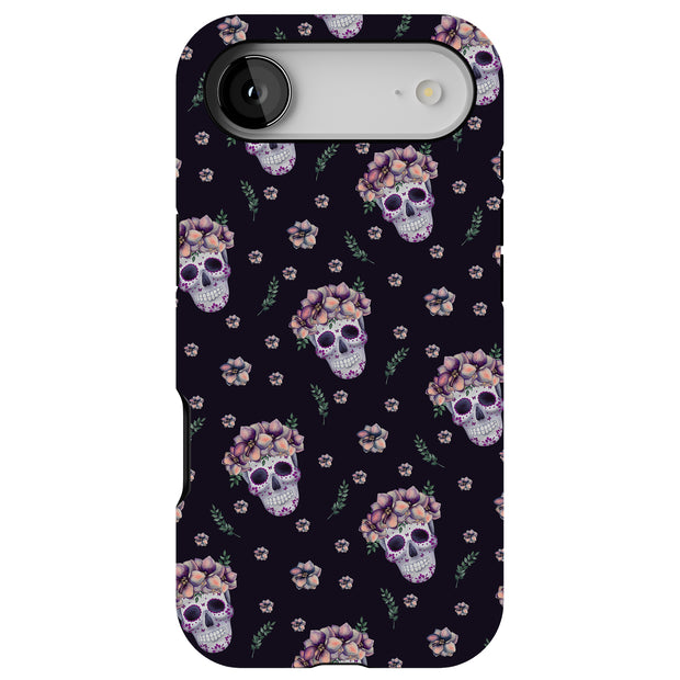 Skull Floral 1 Tough Cases For Apple iPhone (17, 16, 15, 14, 13, 12, 11, X, SE, 8, 7/ Air, Plus, Pro, Max, Mini, XR, XS), Print in USA