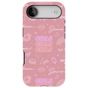 Girls Pink Tough Cases For Apple iPhone (17, 16, 15, 14, 13, 12, 11, X, SE, 8, 7/ Air, Plus, Pro, Max, Mini, XR, XS), Print in USA