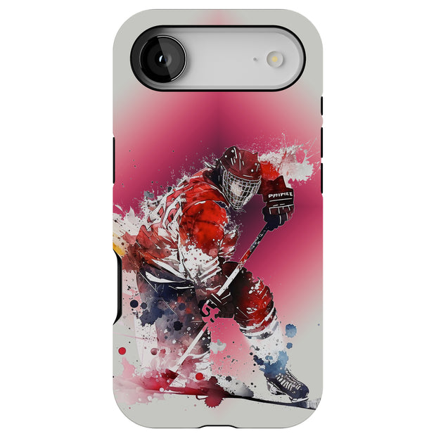 Hockey Painting Tough Cases For Apple iPhone (17, 16, 15, 14, 13, 12, 11, X, SE, 8, 7/ Air, Plus, Pro, Max, Mini, XR, XS), Print in USA