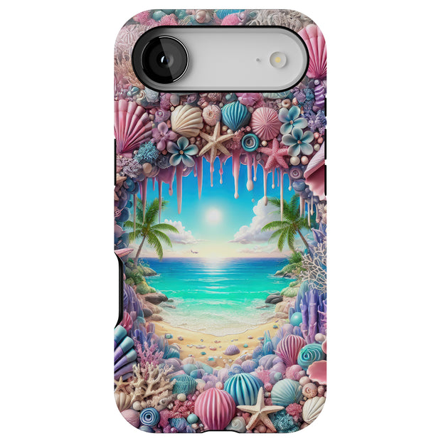 Seashells Beach Tough Cases For Apple iPhone (17, 16, 15, 14, 13, 12, 11, X, SE, 8, 7/ Air, Plus, Pro, Max, Mini, XR, XS), Print in USA