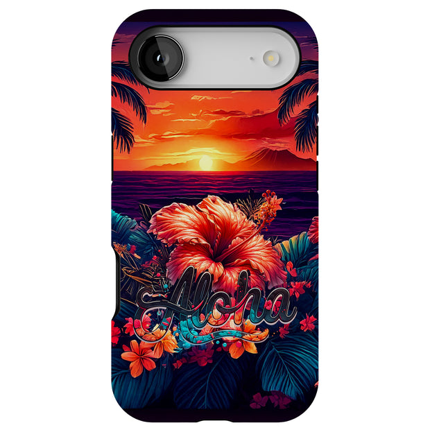 Aloha Sunset Tough Cases For Apple iPhone (17, 16, 15, 14, 13, 12, 11, X, SE, 8, 7/ Air, Plus, Pro, Max, Mini, XR, XS), Print in USA