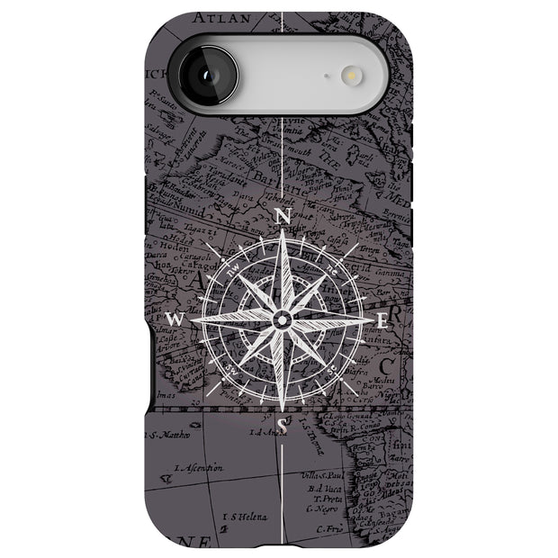 Map Compass Tough Cases For Apple iPhone (17, 16, 15, 14, 13, 12, 11, X, SE, 8, 7/ Air, Plus, Pro, Max, Mini, XR, XS), Print in USA