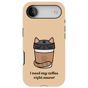 Meow Coffee Tough Cases For Apple iPhone (17, 16, 15, 14, 13, 12, 11, X, SE, 8, 7/ Air, Plus, Pro, Max, Mini, XR, XS), Print in USA