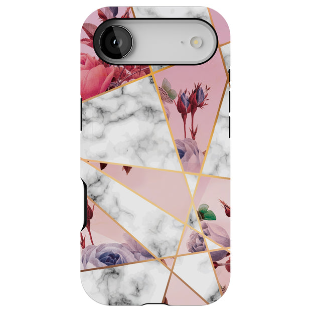 Marble Flower Tough Cases For Apple iPhone (17, 16, 15, 14, 13, 12, 11, X, SE, 8, 7/ Air, Plus, Pro, Max, Mini, XR, XS), Print in USA