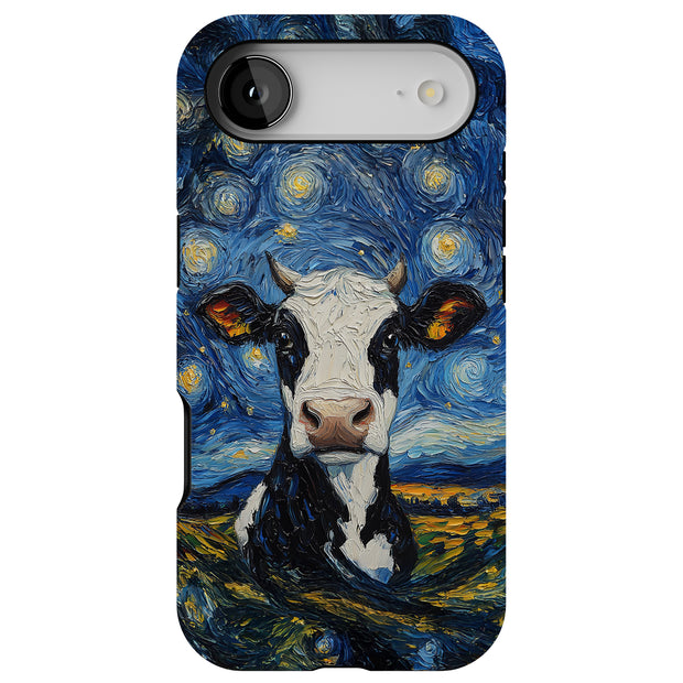 Cow Night 1 Tough Cases For Apple iPhone (17, 16, 15, 14, 13, 12, 11, X, SE, 8, 7/ Air, Plus, Pro, Max, Mini, XR, XS), Print in USA