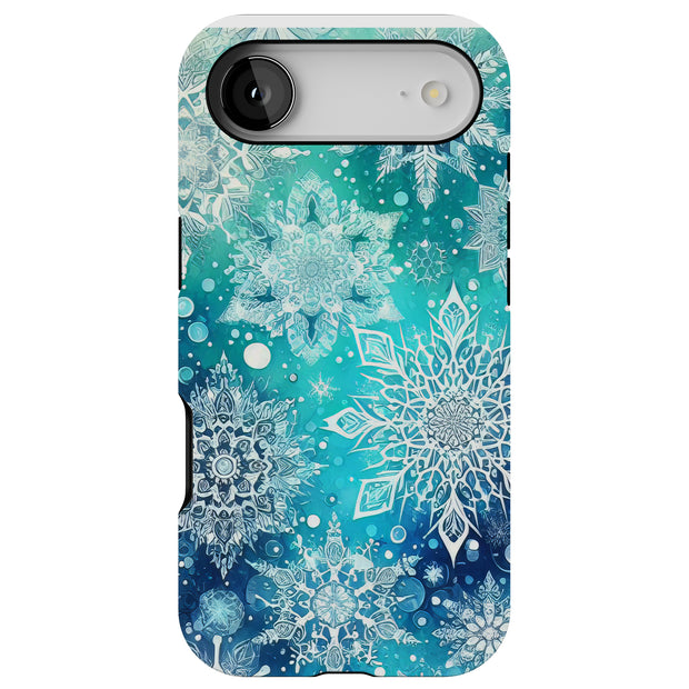 Xmas Snowflake Tough Cases For Apple iPhone (17, 16, 15, 14, 13, 12, 11, X, SE, 8, 7/ Air, Plus, Pro, Max, Mini, XR, XS), Print in USA