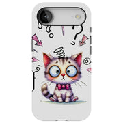Confused Cat Tough Cases For Apple iPhone (17, 16, 15, 14, 13, 12, 11, X, SE, 8, 7/ Air, Plus, Pro, Max, Mini, XR, XS), Print in USA