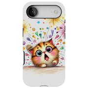 Surprised Cat Tough Cases For Apple iPhone (17, 16, 15, 14, 13, 12, 11, X, SE, 8, 7/ Air, Plus, Pro, Max, Mini, XR, XS), Print in USA