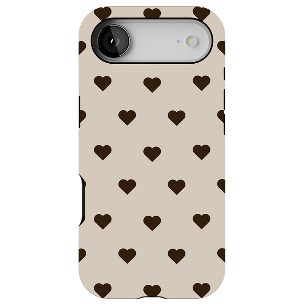 Coffee Hearts Tough Cases For Apple iPhone (17, 16, 15, 14, 13, 12, 11, X, SE, 8, 7/ Air, Plus, Pro, Max, Mini, XR, XS), Print in USA