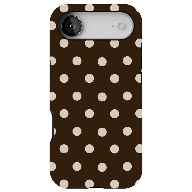 Coffee Poka Dot Tough Cases For Apple iPhone (17, 16, 15, 14, 13, 12, 11, X, SE, 8, 7/ Air, Plus, Pro, Max, Mini, XR, XS), Print in USA