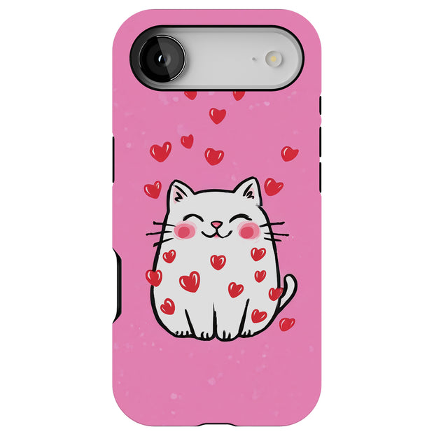 Valentine Cat Tough Cases For Apple iPhone (17, 16, 15, 14, 13, 12, 11, X, SE, 8, 7/ Air, Plus, Pro, Max, Mini, XR, XS), Print in USA