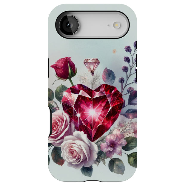 Diamond Heart Tough Cases For Apple iPhone (17, 16, 15, 14, 13, 12, 11, X, SE, 8, 7/ Air, Plus, Pro, Max, Mini, XR, XS), Print in USA