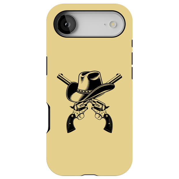 Cowboy Hat Guns Tough Cases For Apple iPhone (17, 16, 15, 14, 13, 12, 11, X, SE, 8, 7/ Air, Plus, Pro, Max, Mini, XR, XS), Print in USA