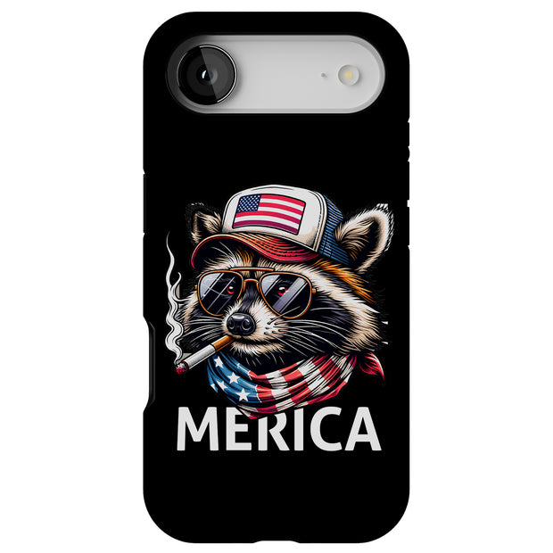 Patriot Raccoon Tough Cases For Apple iPhone (17, 16, 15, 14, 13, 12, 11, X, SE, 8, 7/ Air, Plus, Pro, Max, Mini, XR, XS), Print in USA