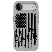 USA Flag Guns Tough Cases For Apple iPhone (17, 16, 15, 14, 13, 12, 11, X, SE, 8, 7/ Air, Plus, Pro, Max, Mini, XR, XS), Print in USA