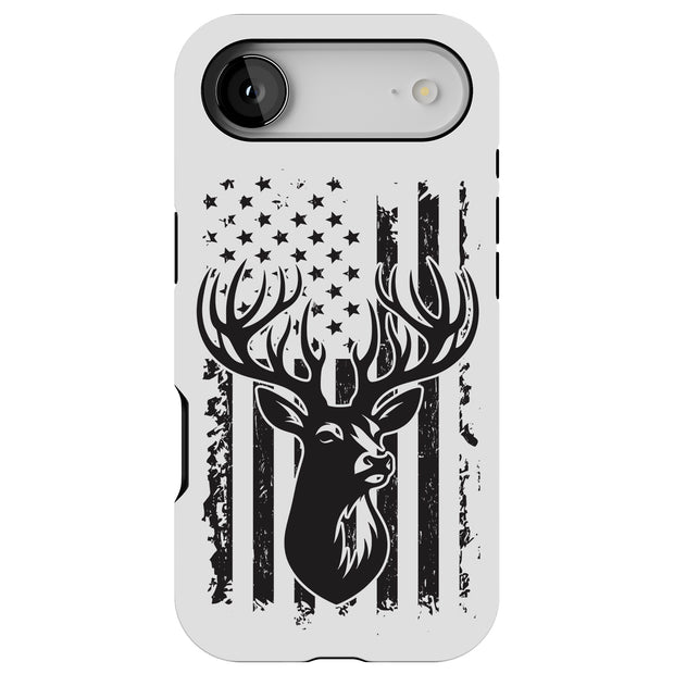 USA Flag Deer 3 Tough Cases For Apple iPhone (17, 16, 15, 14, 13, 12, 11, X, SE, 8, 7/ Air, Plus, Pro, Max, Mini, XR, XS), Print in USA