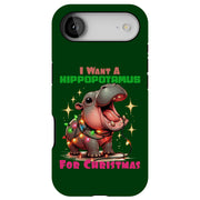 Hippo Xmas 2 Tough Cases For Apple iPhone (17, 16, 15, 14, 13, 12, 11, X, SE, 8, 7/ Air, Plus, Pro, Max, Mini, XR, XS), Print in USA