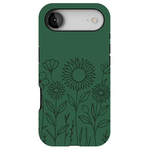 Flower Line Art Tough Cases For Apple iPhone (17, 16, 15, 14, 13, 12, 11, X, SE, 8, 7/ Air, Plus, Pro, Max, Mini, XR, XS), Print in USA