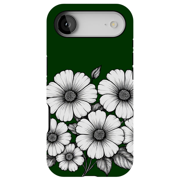 Line Art Floral Tough Cases For Apple iPhone (17, 16, 15, 14, 13, 12, 11, X, SE, 8, 7/ Air, Plus, Pro, Max, Mini, XR, XS), Print in USA