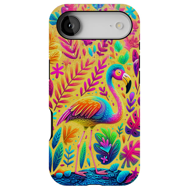 Colorful Flamingo Tough Cases For Apple iPhone (17, 16, 15, 14, 13, 12, 11, X, SE, 8, 7/ Air, Plus, Pro, Max, Mini, XR, XS), Print in USA
