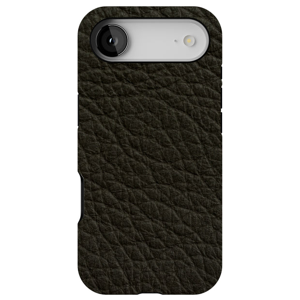Black Leather Tough Cases For Apple iPhone (17, 16, 15, 14, 13, 12, 11, X, SE, 8, 7/ Air, Plus, Pro, Max, Mini, XR, XS), Print in USA