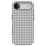 Blk White Grid Tough Cases For Apple iPhone (17, 16, 15, 14, 13, 12, 11, X, SE, 8, 7/ Air, Plus, Pro, Max, Mini, XR, XS), Print in USA