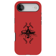 Beetle On Red Tough Cases For Apple iPhone (17, 16, 15, 14, 13, 12, 11, X, SE, 8, 7/ Air, Plus, Pro, Max, Mini, XR, XS), Print in USA