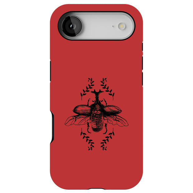 Beetle On Red Tough Cases For Apple iPhone (17, 16, 15, 14, 13, 12, 11, X, SE, 8, 7/ Air, Plus, Pro, Max, Mini, XR, XS), Print in USA